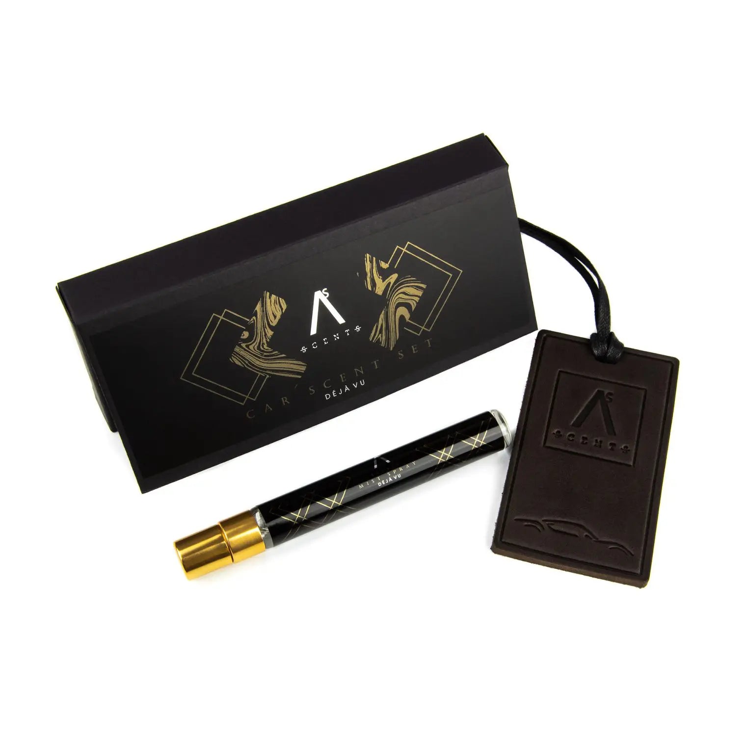 ASScents kvapų rinkinys automobiliui Madamme Mystique. Natūralios odos kortelė+10 ml purškiklis - kvapai-Damų Kampelis