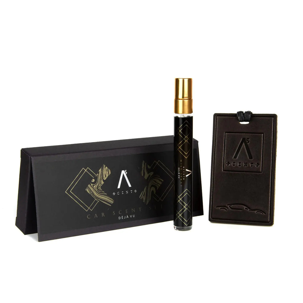 ASScents kvapų rinkinys automobiliui Secret Code. Natūralios odos kortelė+10 ml purškiklis-kvapai-Damų Kampelis